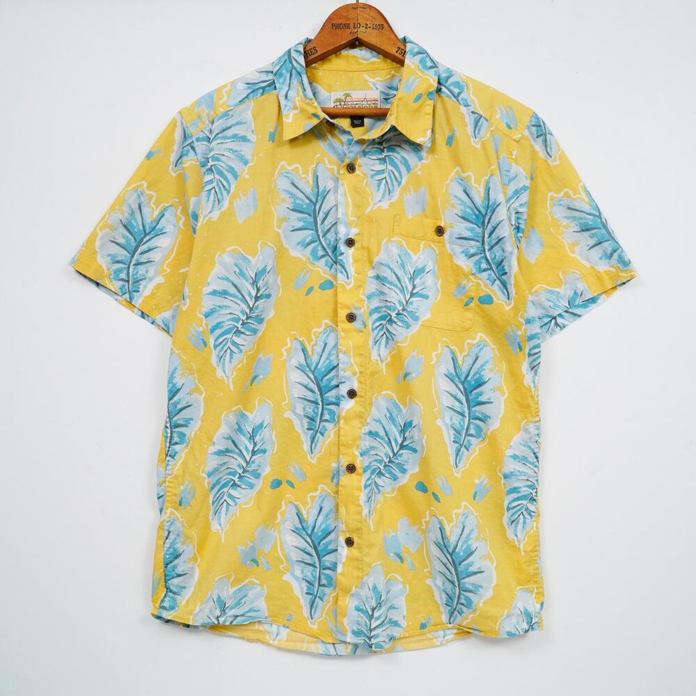 Patagonia Pataloha Malihini Shirt Men's M Yellow Hawaiian Organic Cotton Floral